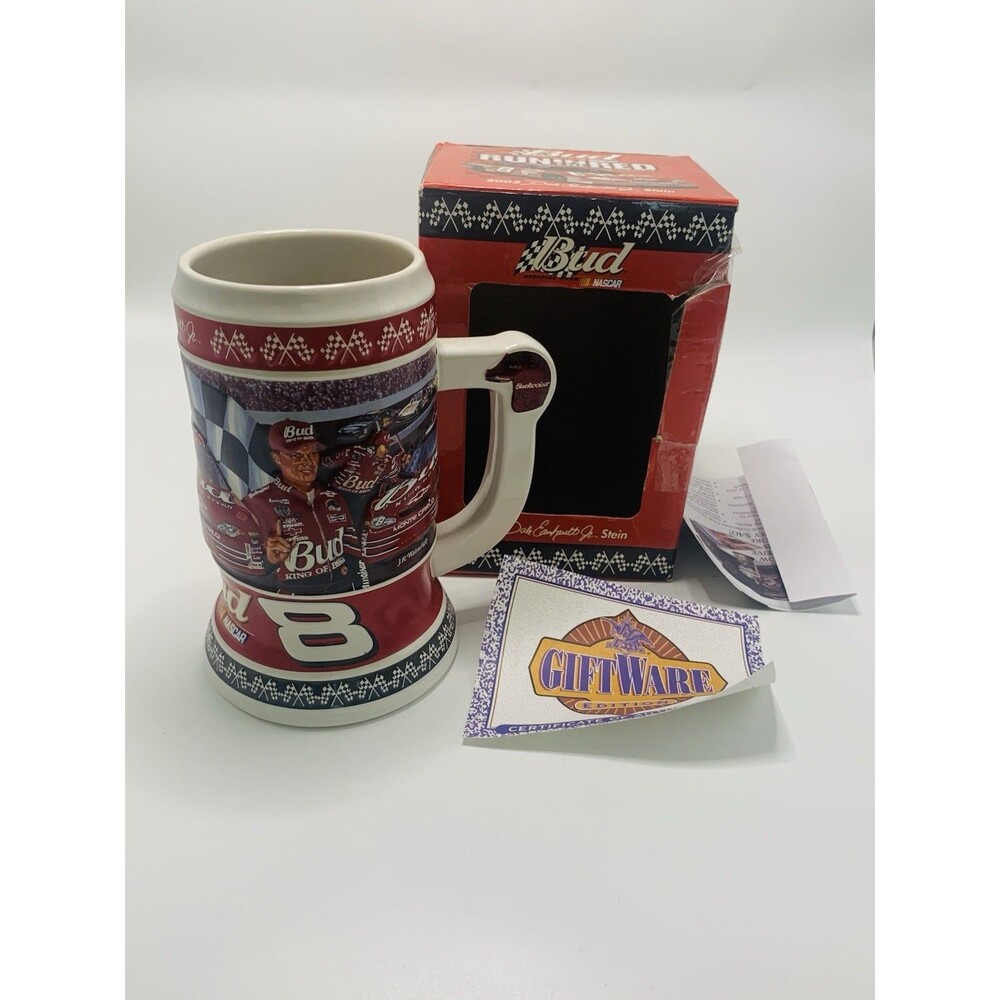 2002 NASCAR Bud Budweiser Dale Earnhardt Jr Stein # 8 Run in the Red with Box